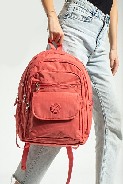 Paul Brand Unisex Velora Multi-Compartment Large Volume Crinkle Fabric Coral ...