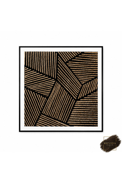 Mevida Home Çizgisel Ahenk 100x100 cm MDF Çerçeveli Modern Geometrik Duvar Tablosu
