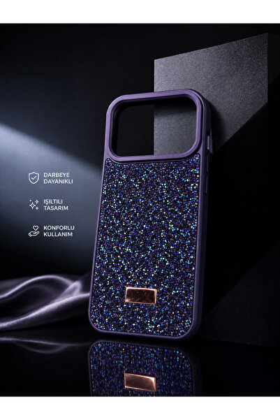 Vision iPhone 17 Pro Max Taşlı parlak kılıf