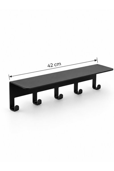 Güneş Krom Dekorasyon Gkd Metal Bathroom Shelf 5-Hook Wall Shelf Organizer Decorative Shelf Black Stainless Wall Shelf Towel Holder Bathroom Kitchen Multi-Purpose Shelf