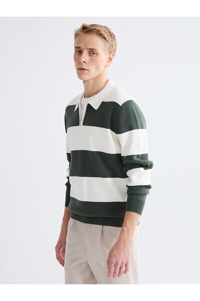 LC Waikiki Polo Neck Striped Men's Knitwear Sweater