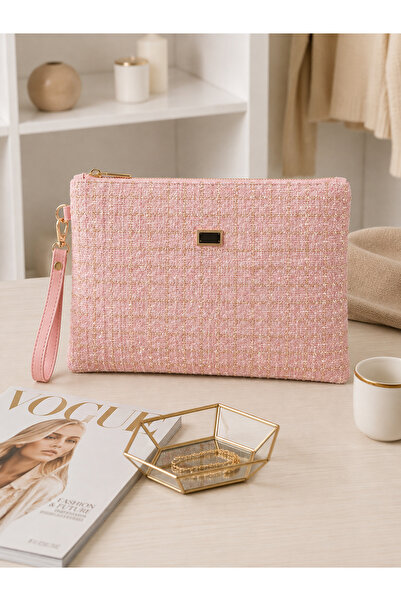BK Bags & Accessories Medium Size Glittery Tweed Chanel Woven Portfolio Clutc...