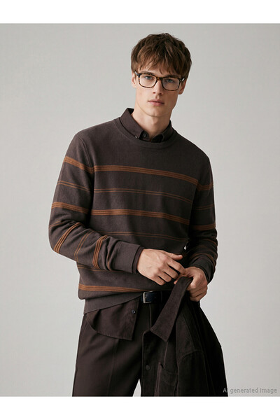 LC Waikiki Crew Neck Striped Men's Knitwear Sweater