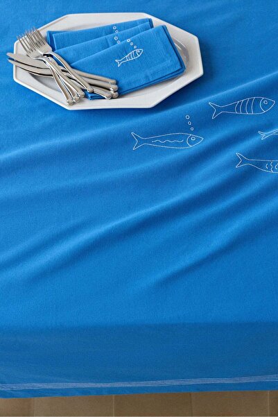 H&M Embroidery-motif linen-blend tablecloth