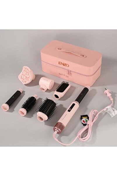 ENZO Professional 7 in 1 Air Styler Hair Dryer Brush 1500W - Multifunctional Hot Air Styling Comb for Drying, Curling, Straightening, Volumizing | One Step Hair Dryer Brush with 2 Speeds and Concentra