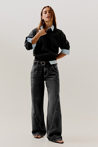 Bershka Düşük bel barrel fit jean