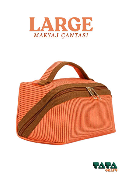 TATA CRAFT Makyaj & Organizer Çanta Dokulu Kumaş, Fermuarlı, Çok Amaçlı Seyah...