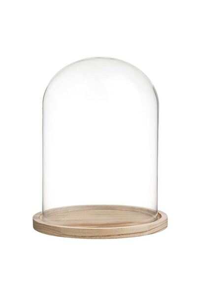BAMI NETWORK Cupola decorativa sticla baza lemn Ø20x31cm decor interior