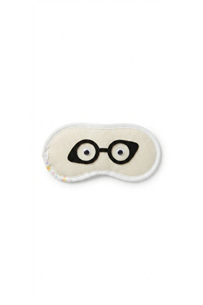 Vira Rise White Plush Sleeping Eye Mask with Glasses and Moving Eyes - with L...