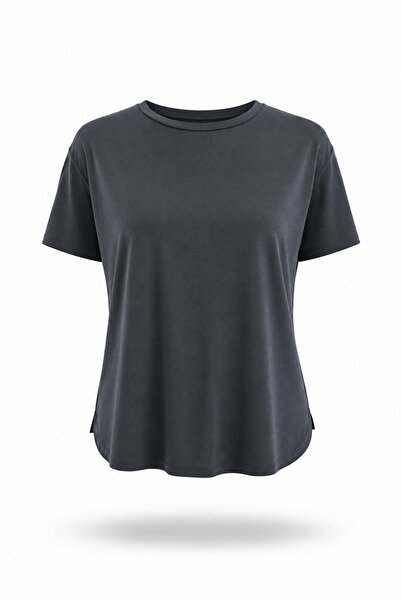 5in1Canpolat Tricou modal cu gât turnat antracit