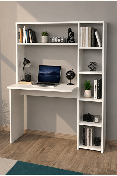 258 MoLife Arven Kitaplıklı Çalışma Masası Beyaz