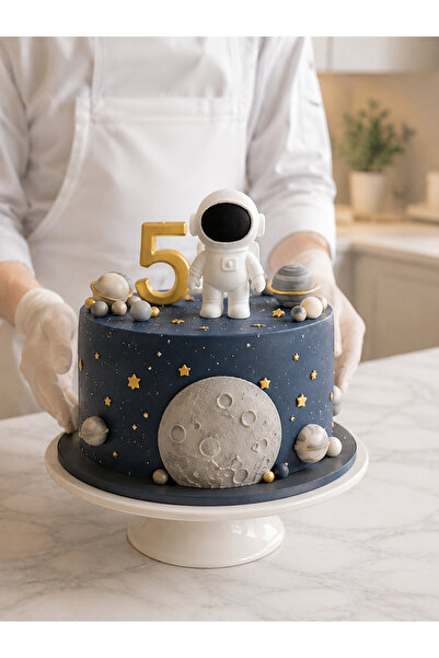 SELTA3D Astronot Figürü Pasta Süsü | 3D Astronot Cake Topper | Uzay Temalı Do...
