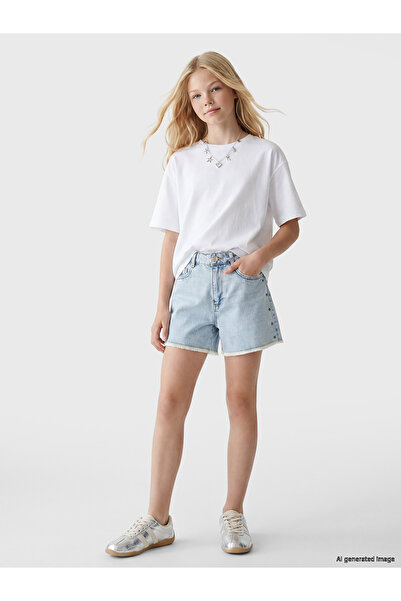 LC Waikiki Two Mt Shop Quality Girls' Jean Shorts with Star Appliqué