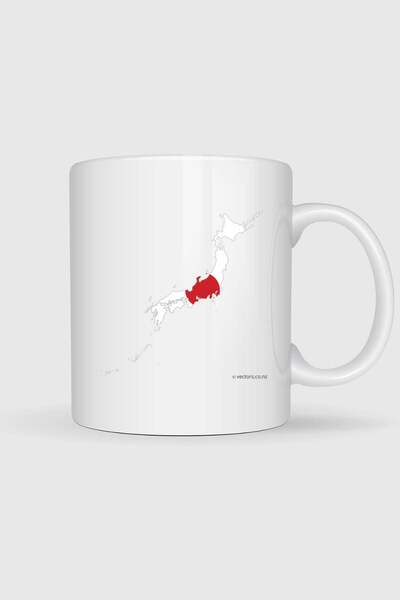 Bahriyeli Collection Japan Flag and Map Printed Mug