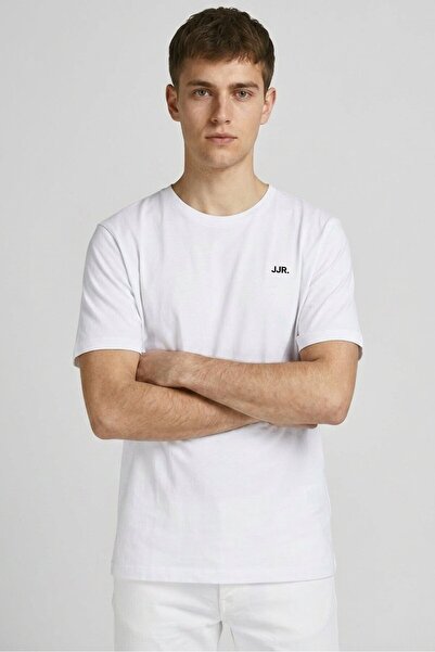 JJ Rebel Men Crew Neck Short Sleeve Brand Logo T-Shirt, White