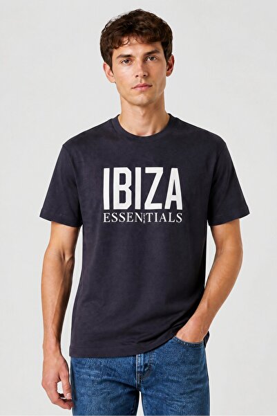 BLANK ESSENTIALS Men Crew Neck Short Sleeve Brand Logo T-Shirt, Dark Grey