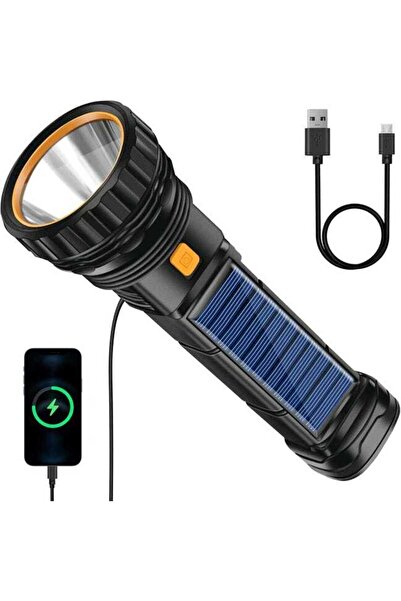 STARSTAR Waterproof Solar LED Flashlight – USB Rechargeable + 1200mAh Power B...