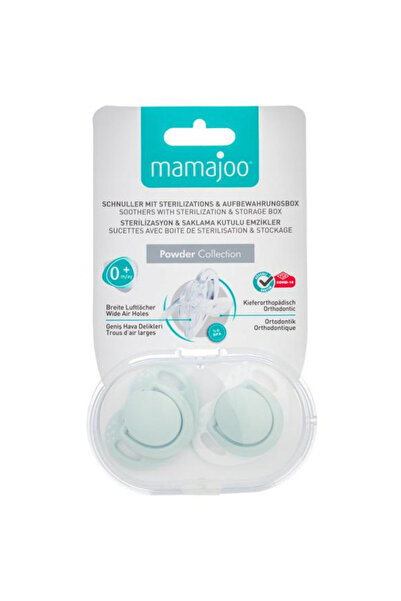 Mamajoo Σετ Ορθοδοντικών Πιπίλων Σιλικόνης και Θήκη Πιπίλας - Πράσινο της Σκό...