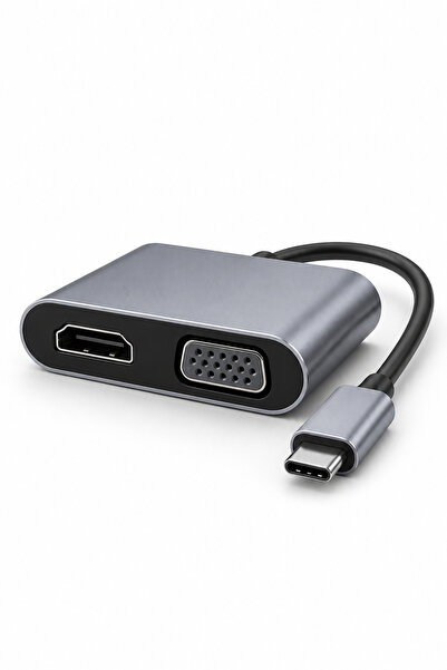 Generic Brand محول USB من النوع C إلى HDMI وVGA بمنفذين 4K UHD لتحويل الصور ب...