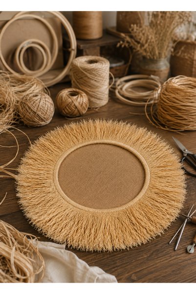 NGAHOME Handmade Raffia Supla 40 cm Bohemian American Service Tableware Decor Single Piece