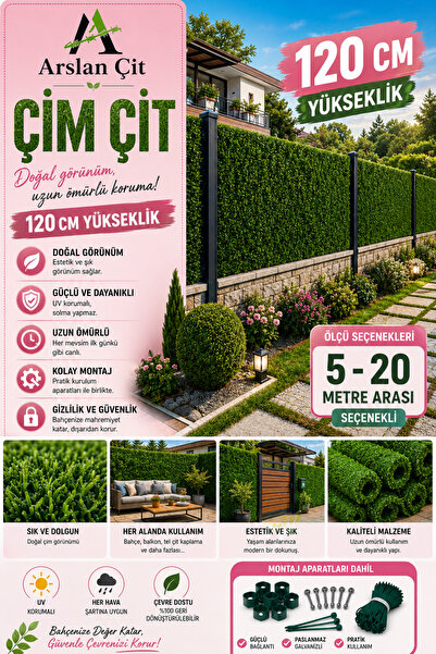 msy garden fenc 120 cm X 20 mt Çim Çit Bahçe Teli Yapay Çim Örgülü Bahçe Teli...