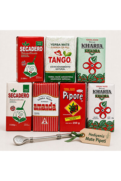 PROMAR GROUP 7’li Karışık Yerba Mate Çayı Seti + Hediye Mate Pipeti (Bombilla)