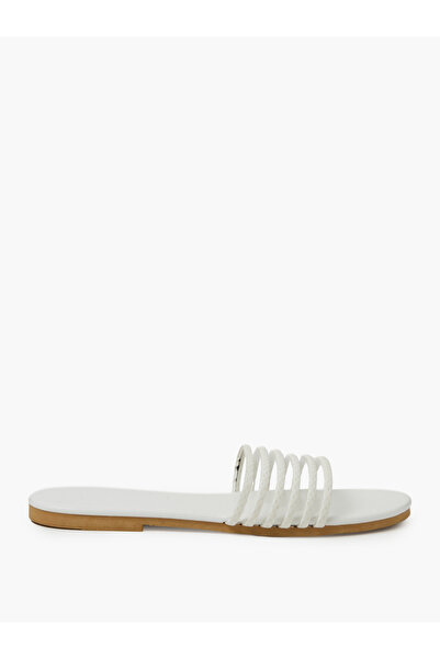 Take Two By Styli White Braided Strap Flat Sandals