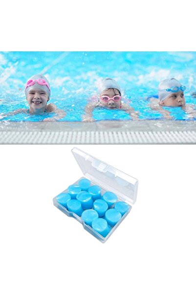 HXD Zoomlion 12PCS Silicone Swimming Ear Plugs with Storage Case – Waterproof Moldable Reusable Ear Plugs for Swimming, Showering & Water Sports, Blue