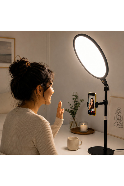 Coverzone 12 inç Ring Light Telefon Tutuculu, 2700K-6500K Ayarlanabilir Işıkl...