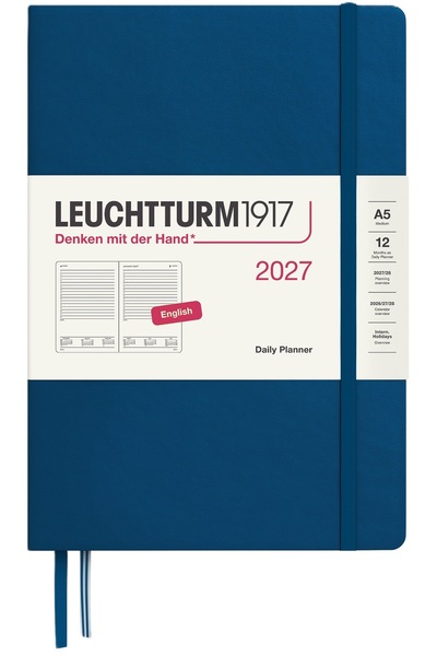 NO BRAND Agendă zilnică A5, calendar pe 12 luni 2027 Leuchtturm1917 INDIGO