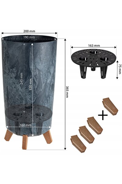Deco4Home SET 3 ghivece înalte pe picioare, din beton antracit