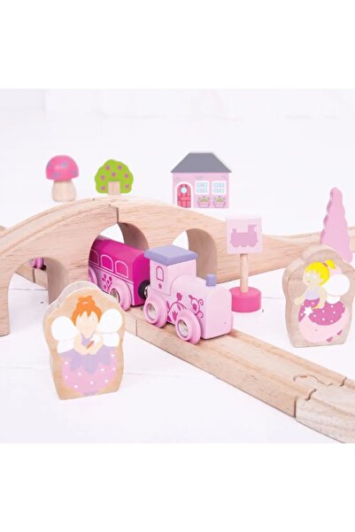 BIGJIGS Toys Trenuleț din lemn Zână 35 el. Trenuleț roz cu accesorii Bigjigs ...