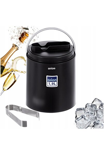 Orion Găleată pentru gheață cu clește și capac, din oțel, negru, 1.9 L