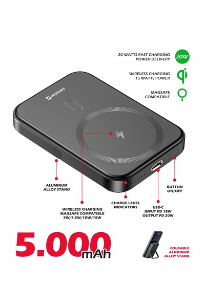 SWISSTEN POWERBANK 5000 mAh 20W USB-C încărcare wireless Qi 15 W