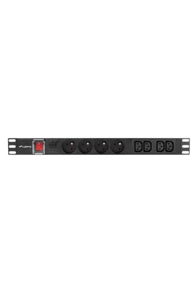 Lanberg Prelungitor pentru rack 1U 10A PDU 4x PL + 4x IEC C13 2m negru