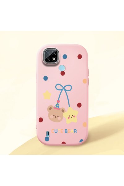 Hontinga Realme C21 Compatible Case Camera Protector Pink Silicone Couple Pho...