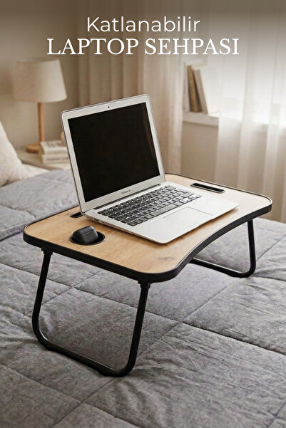 Nandy Home Portatif Katlanır Laptop Sehpası Tablet Telefon ve Bardak Tutuculu...