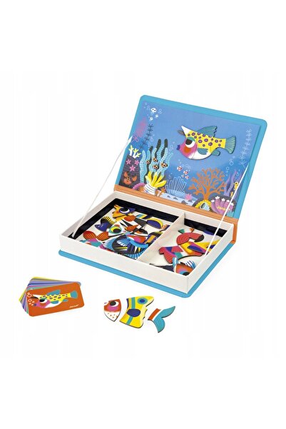 Janod Puzzle magnetic cu pești tropicali, carte magnetică, jucărie educativă