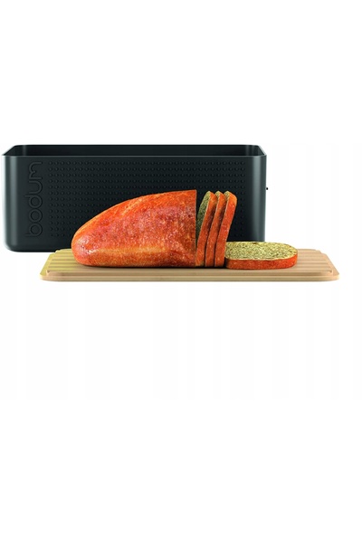 Bodum Bistro Chlebak Negru L cu blat din bambus