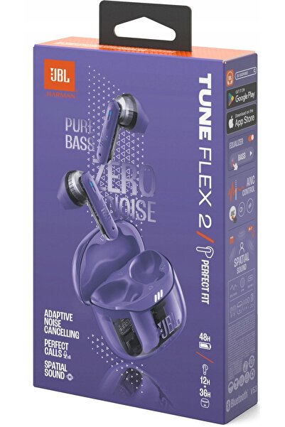 JBL Căști Tune Flex 2 ANC rezistente la apă, violet-transparente