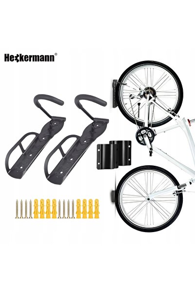 Heckermann Suport de perete pentru 2 biciclete, rezistent, cu cârlige de susp...