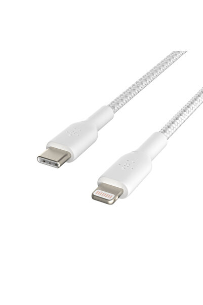 NO BRAND Belkin BoostCharge Lightning - Cablu USB-C împletit Alb 1 metru MFi