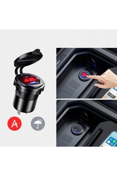 MBG line Încărcător auto/moto cu încărcare rapidă 65W, 2x USB TYPE-C PD 45W, ...
