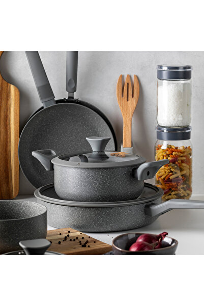 FLORINA GARNEK TRADIȚIONAL ALUMINIU MARMURĂ PIERRE 20cm 2,3L gri ANTIADERENT