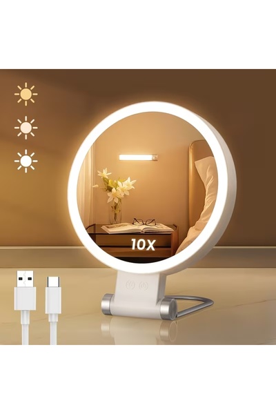 NO BRAND Oglindă de machiaj dublă de dimensiuni mari, cu iluminare LED, 1X+10...