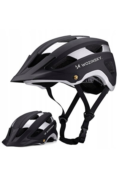 WOZINSKY Cască de bicicletă MTB cu vizor detașabil 57-62 cm negru/argintiu