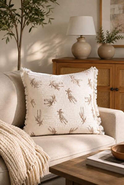 Pilloveland Muslin Throw Pillow Cover - 100% Cotton - 3 Layers of Muslin - Pa...