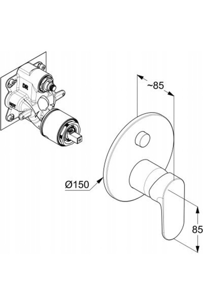 Kludi Baterie de cadă sub blat X1 327590575 Crom
