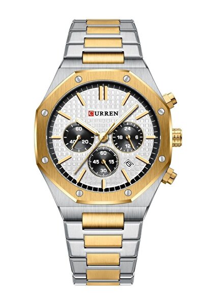 Curren Men's Octagonal Business Watch - Two-Tone Gold & Silver Stainless Stee...