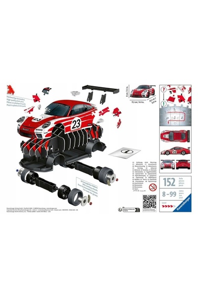 RAVENSBURGER Puzzle 3D Porsche 911 GT3 Cup Salzburg 152 Piese